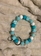 Turquoise Checkered Wristlet Keychain