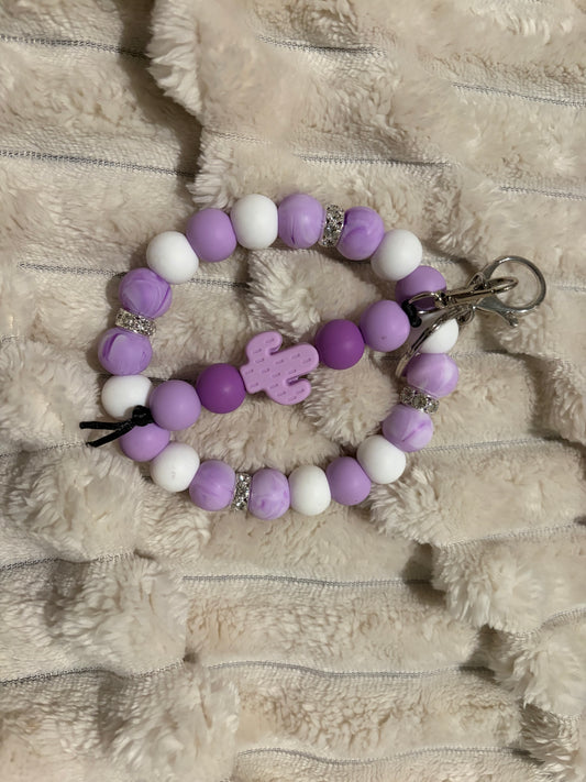 Lavender Swirl Wristlet Keychainn Duo