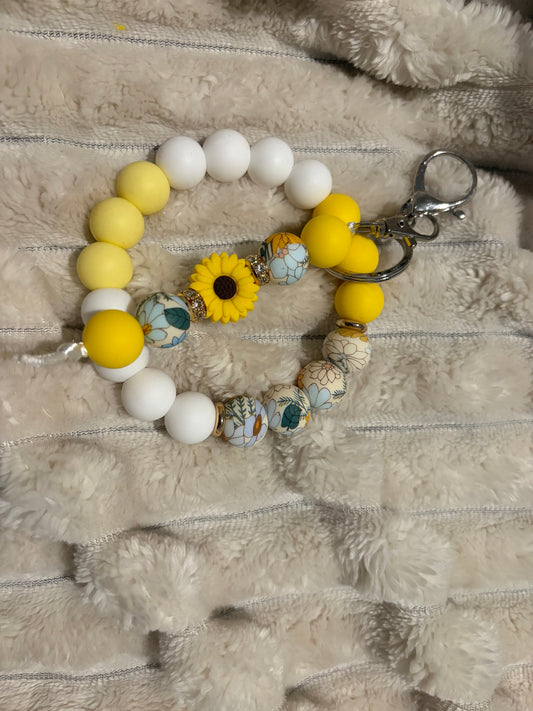 Sunflower Gardens Wristlet Keychain Duo