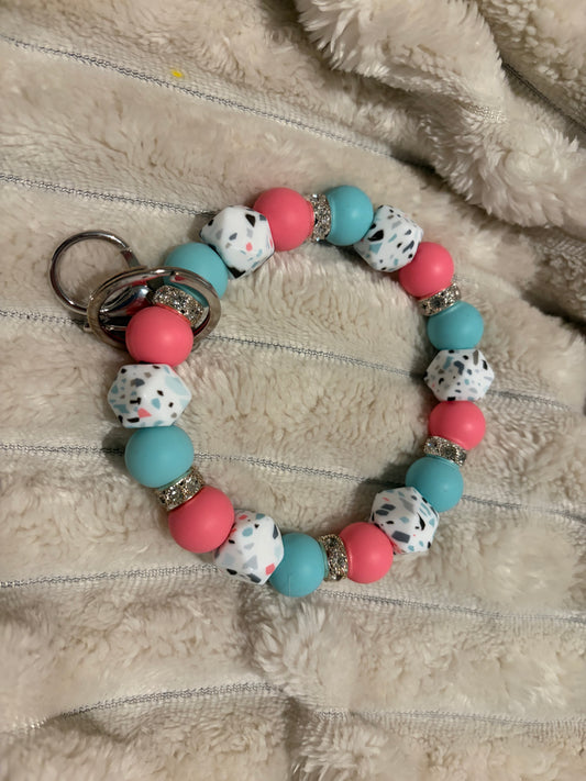 Cotton Candy Terrazo Wristlet Keychain