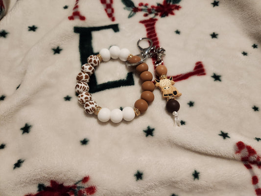 Hyland Cow Wristlet Keychain Set